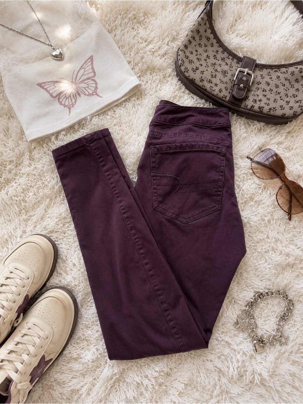 American Eagle Purple Jeggings Size 4 X-Long Y2K Stretch Denim